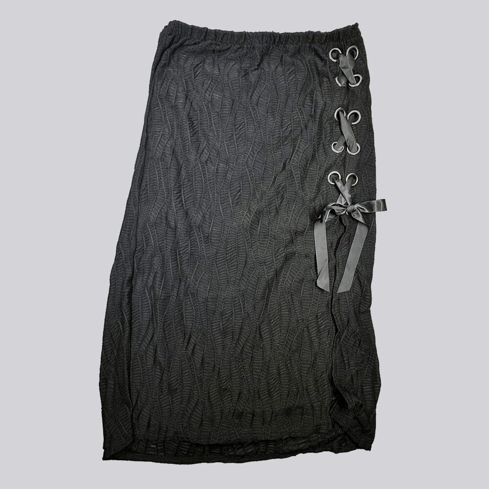 Dark Romance Nightfall by Torrid Lace-Up Grommet Maxi Skirt Black 2X